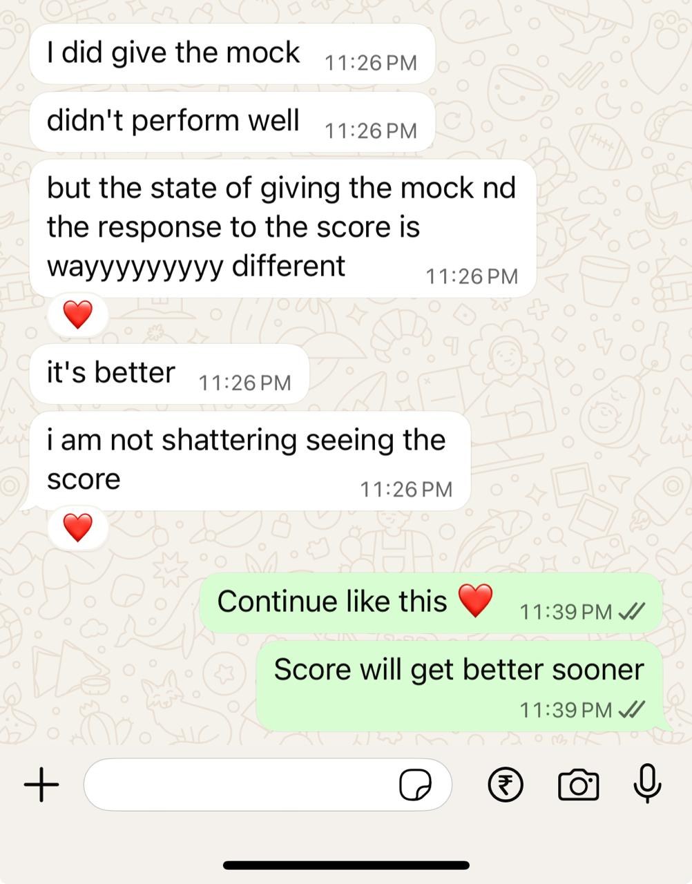 Message from a client, shared with consent