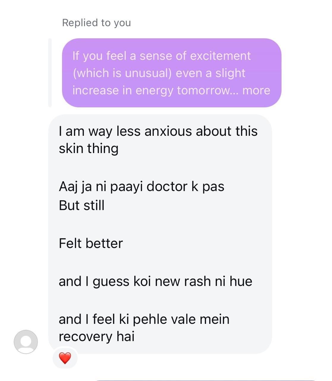 Message from a client, shared with consent