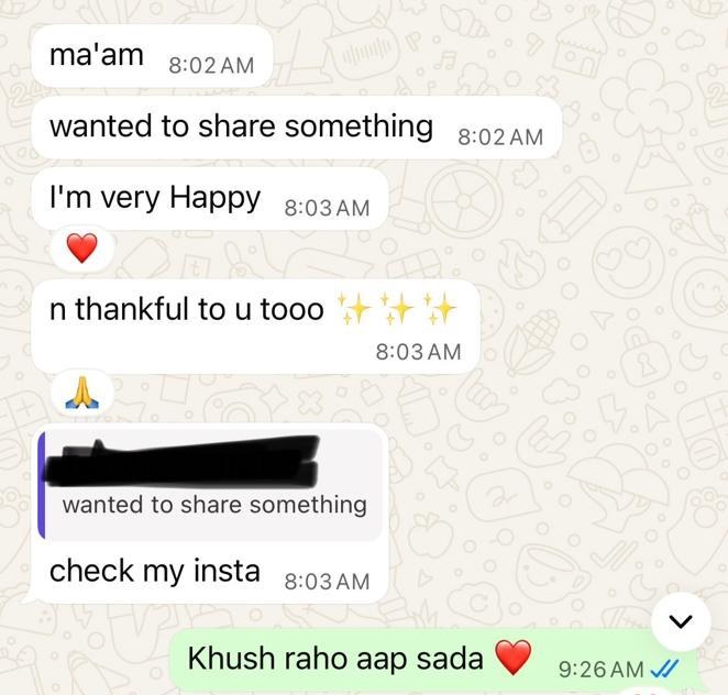 Message from a client, shared with consent