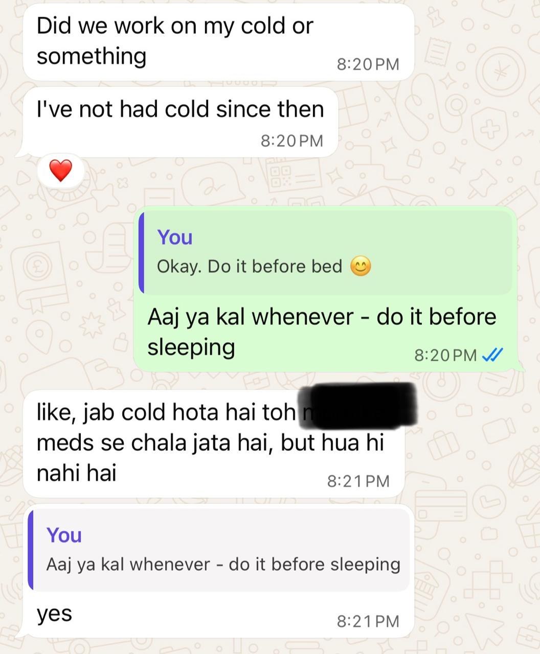 Message from a client, shared with consent