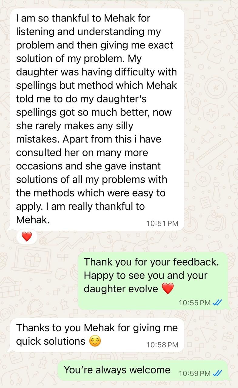 Message from a client, shared with consent