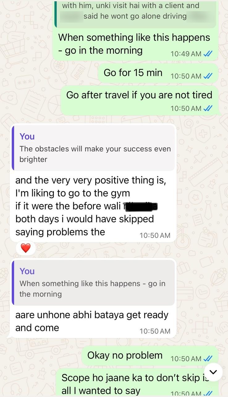 Message from a client, shared with consent
