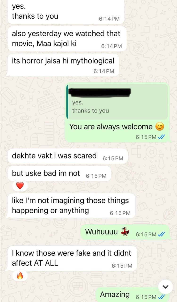 Message from a client, shared with consent