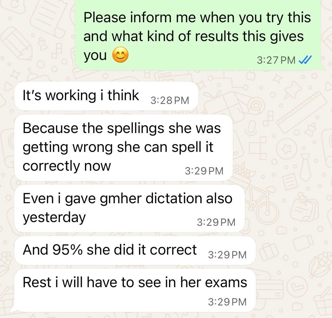 Message from a client, shared with consent