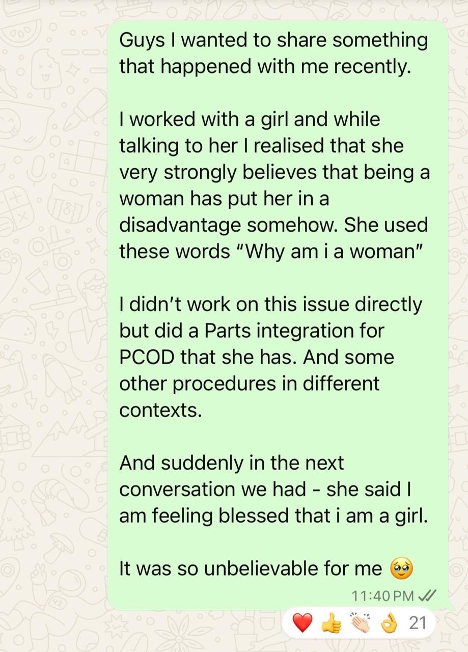 Message from a client, shared with consent