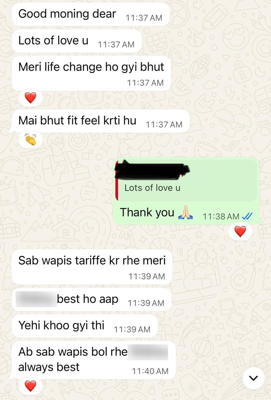 Message from a client, shared with consent
