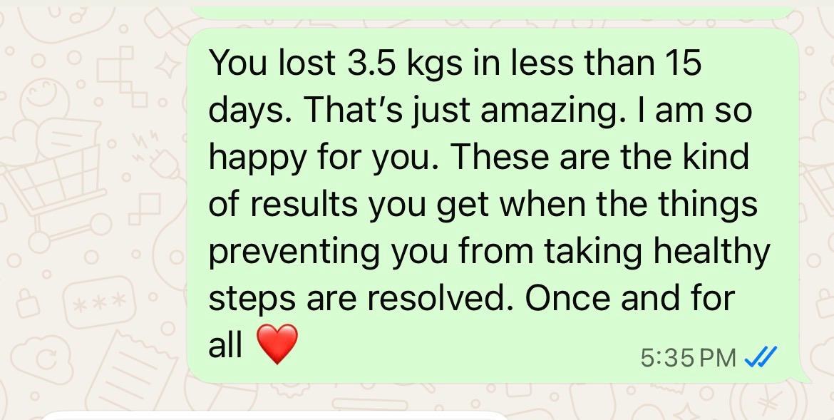 Message from a client, shared with consent