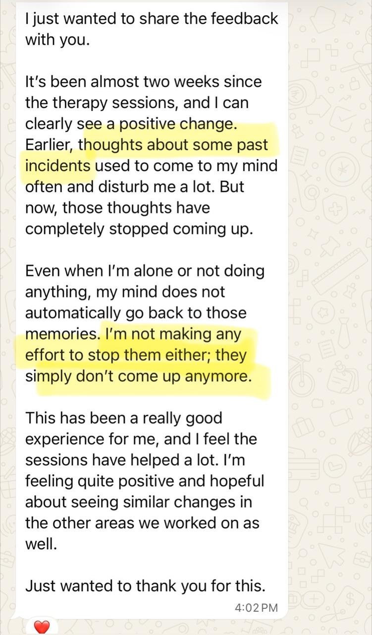 Message from a client, shared with consent