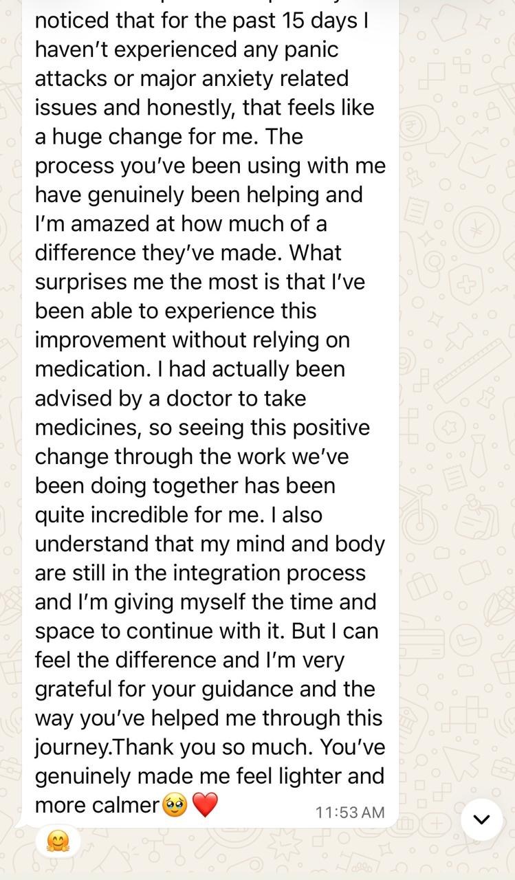 Message from a client, shared with consent