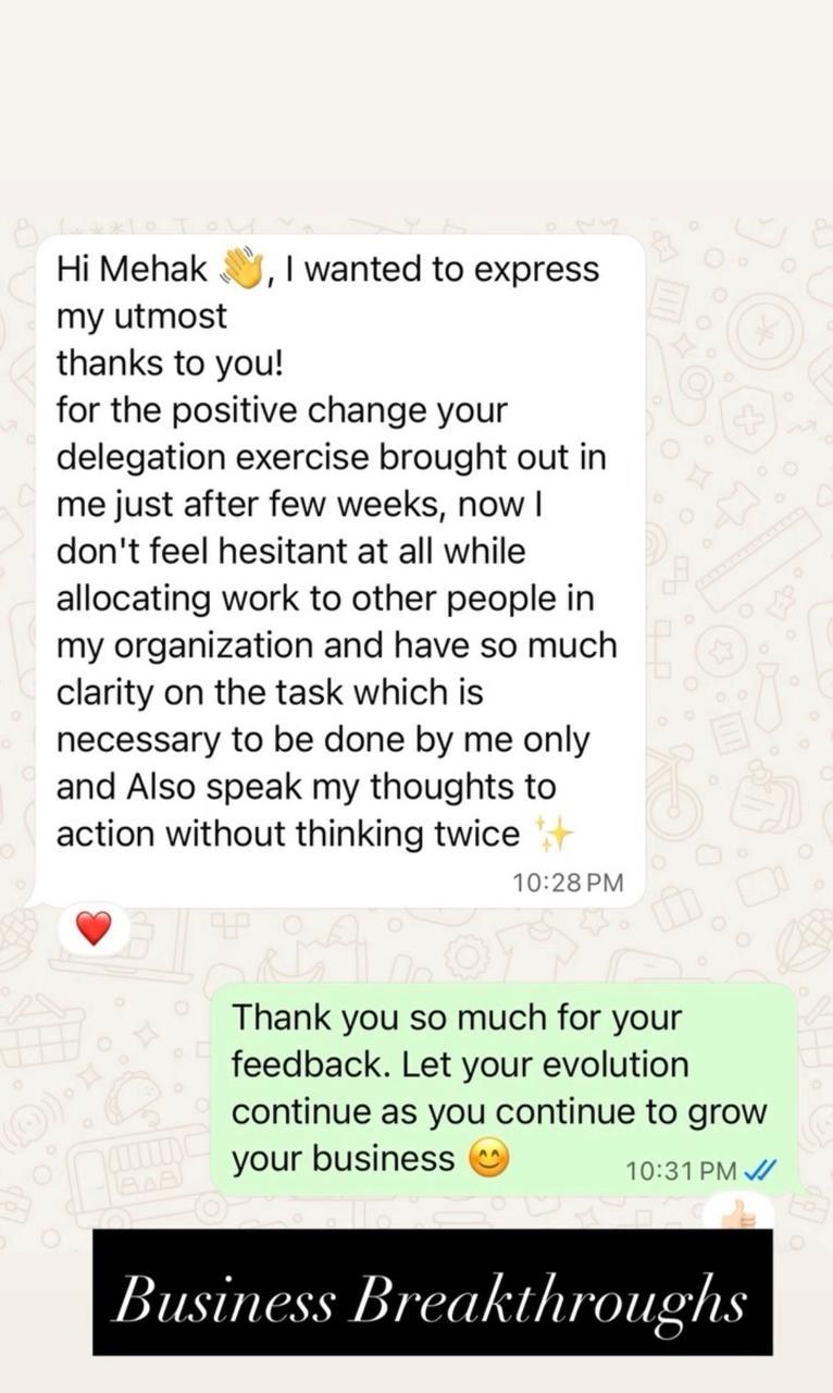 Message from a client, shared with consent